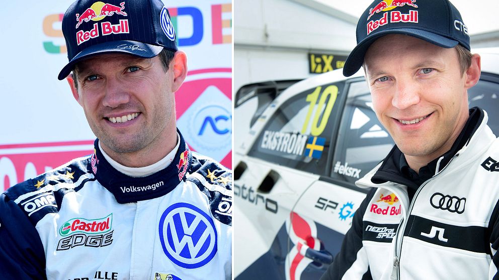 Motorgiganterna Sebastien Ogier (t.v.) och Mattias Ekström (t.h.)