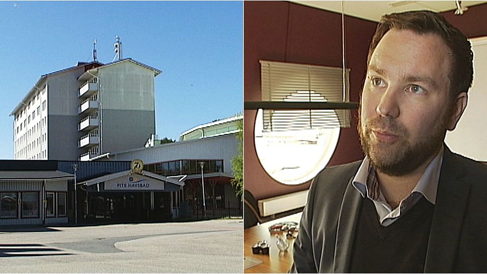 Byggnaden Piteå Havsbad och Tobias Lindfors.