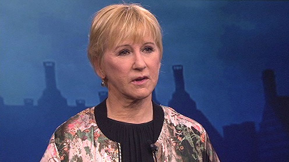 Utrikesminister Margot Wallström (S) i Aktuellts studio