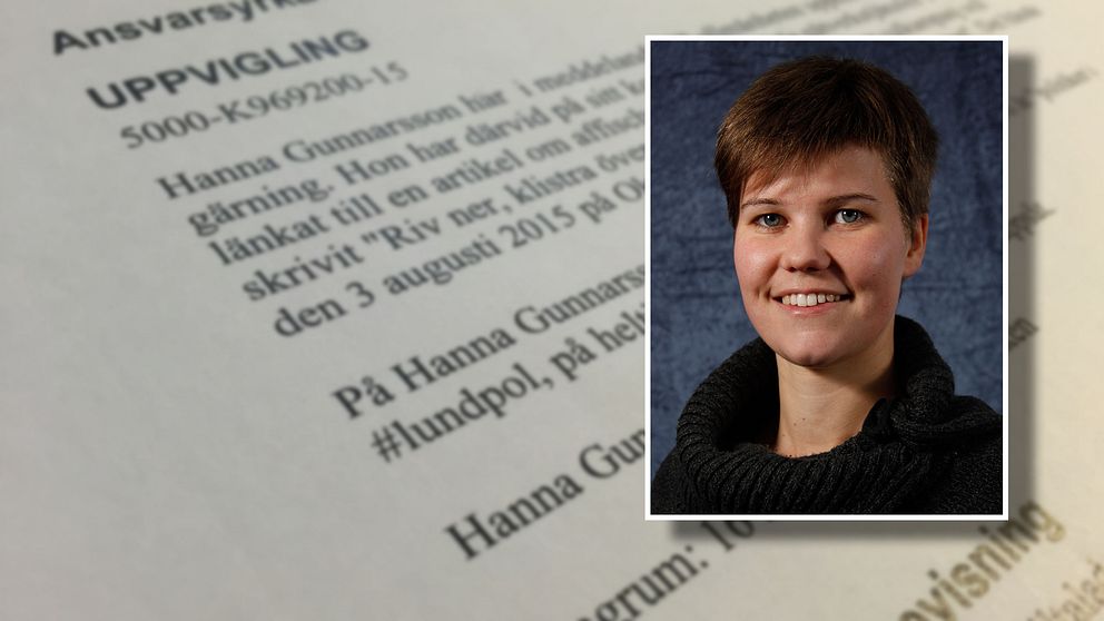 Hanna Gunnarsson (V) åtalas för uppvigling.