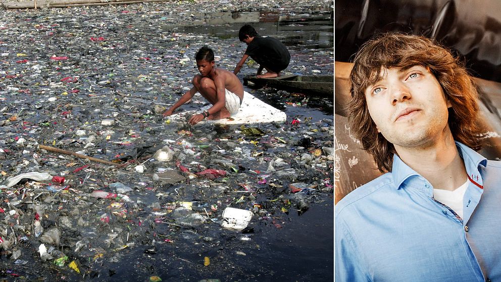 21-årige Boyan Slat hoppas att hans prototyp ska kunna samla in stora delar av det plastavfall som flyter runt i haven runtom i världen.
