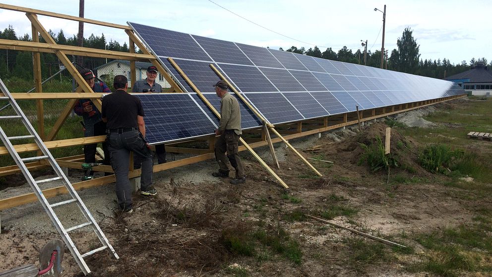 Solcellsanläggningen på Idrottsparken i Bergvik.