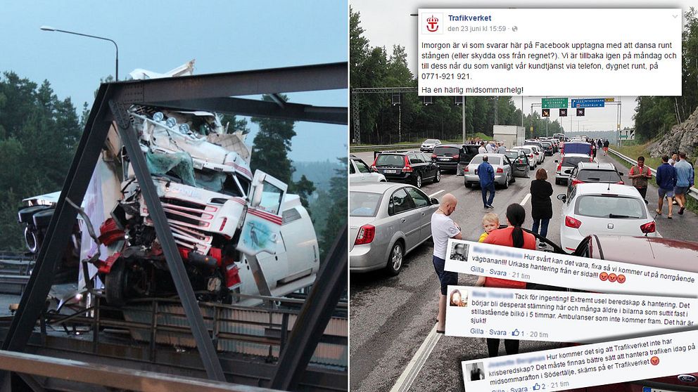 Efter trafikkaoset utanför Södertälje på midsommarafton möts Trafikverket av kritikstorm i sociala medier för att de inte varnat och hjälpt de som satt fast mer.