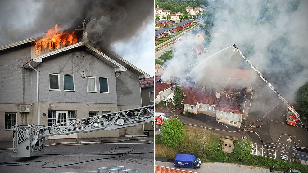 ”Vi kan inte utesluta brott”, säger polisen om den kraftiga branden.