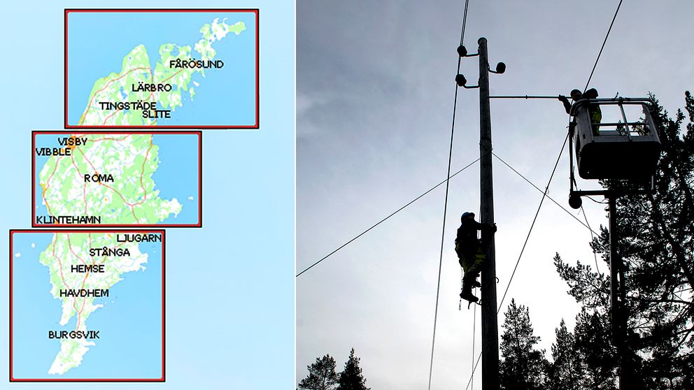 Åskovädret slog ut strömmen på hela Gotland, visar en karta från Gotlands energis hemsida.