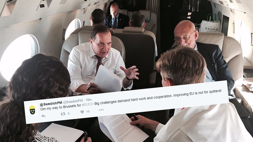 ”Om my way to Brussels”.