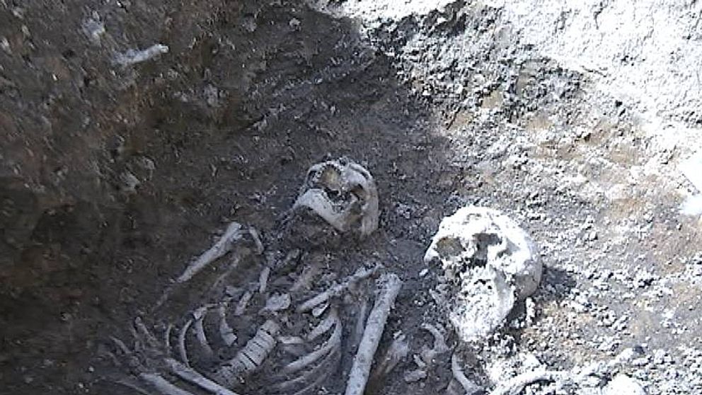 Skelett vid Hospitalstorgets utgrävning i Linköping