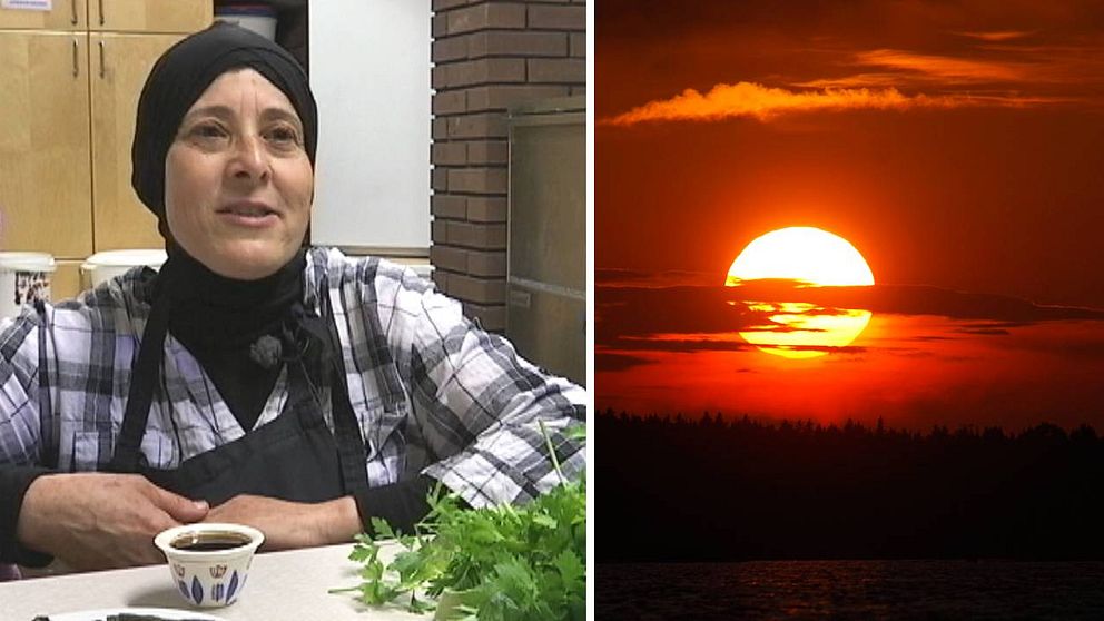 Hala Baydoun och en solnedgång