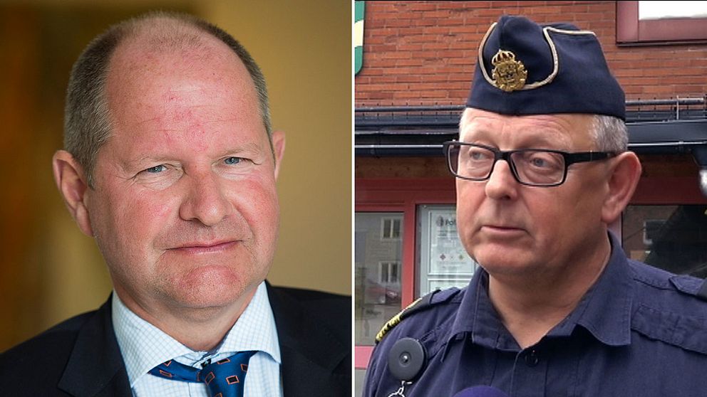 Rikspolischefen Dan Eliasson och närpolischefen Anders Karlsson.