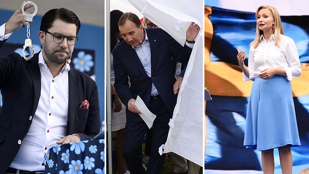 Jimmie Åkesson (SD), Stefan Löfven (S) och Ebab Busch Thor (KD).