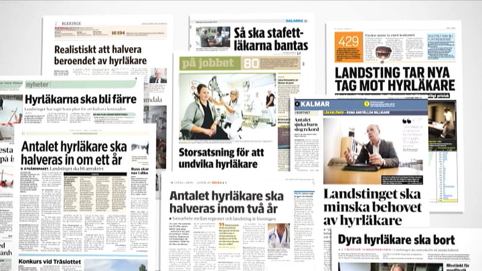 Klipp ur olika tidningar om att behovet av hyrläkare ska minska.