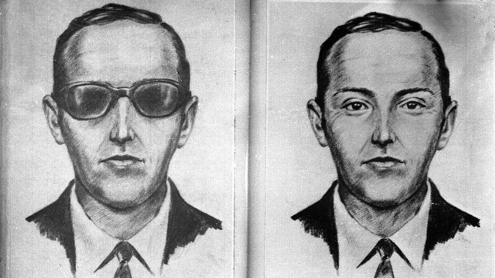 En teckning gjordes strax efter kapningen 1971, såhär ska den misstänkte Dan Cooper ha sett ut enligt uppgifter som passagerare och besättning ombord lämnat till tecknaren – nu lägger FBI ned utredningen om mysteriet.