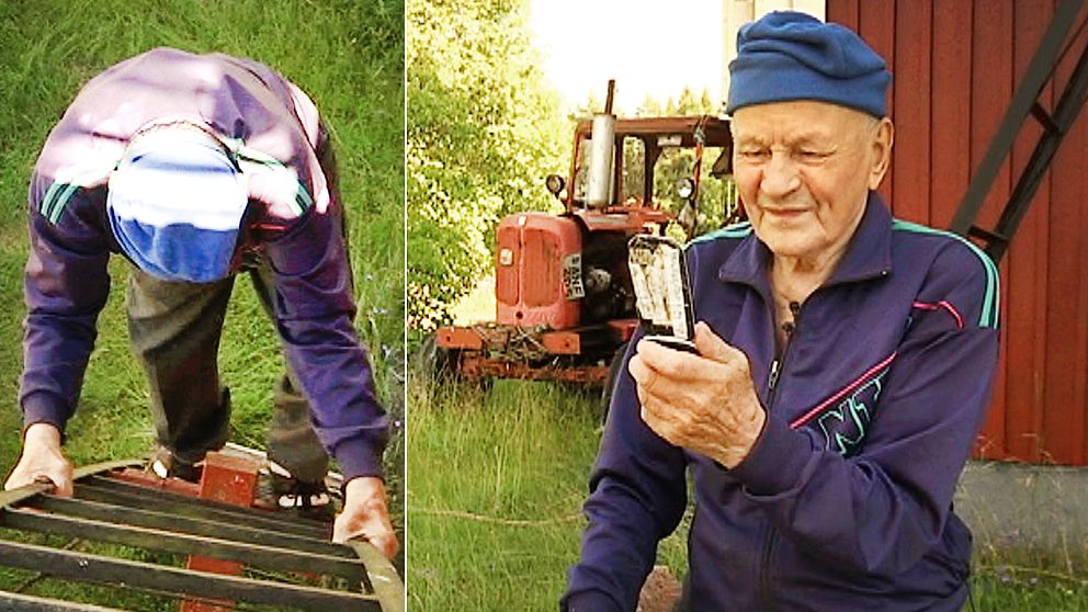 82-årige Markus Gustafsson konstaterar att han inte längre behöver klättra upp på sitt tak för att kunna skicka meddelande.