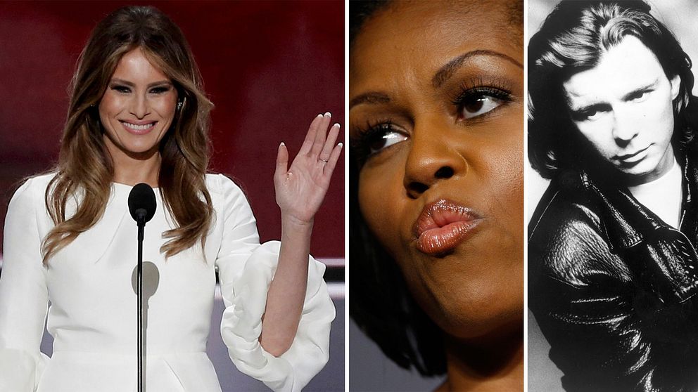Melania Trump anklagas för att ha stulit sitt tal från Michelle Obama – och Rick Astley.