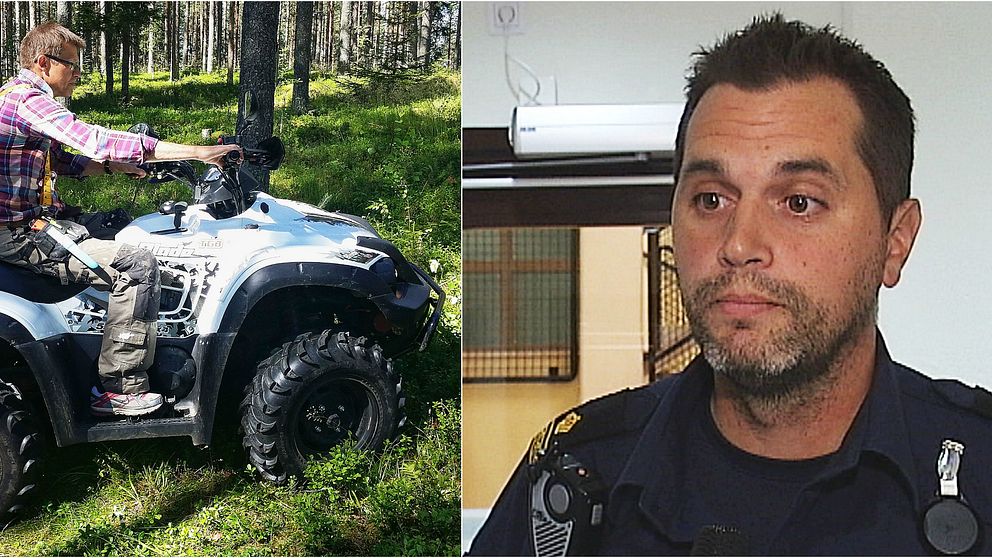 En man på fyrhjuling och en polis