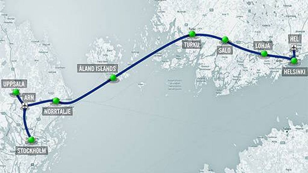 Sträcka för tunnel mellan Sverige Finland