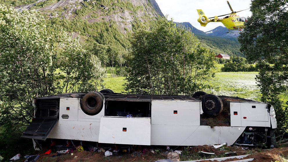 Bussolycka mellan Valldal och Trollstigen, Norge.