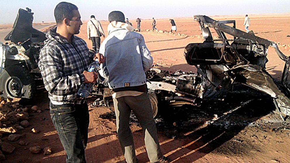 Vraket efter ett fordon som förstördes i attacken