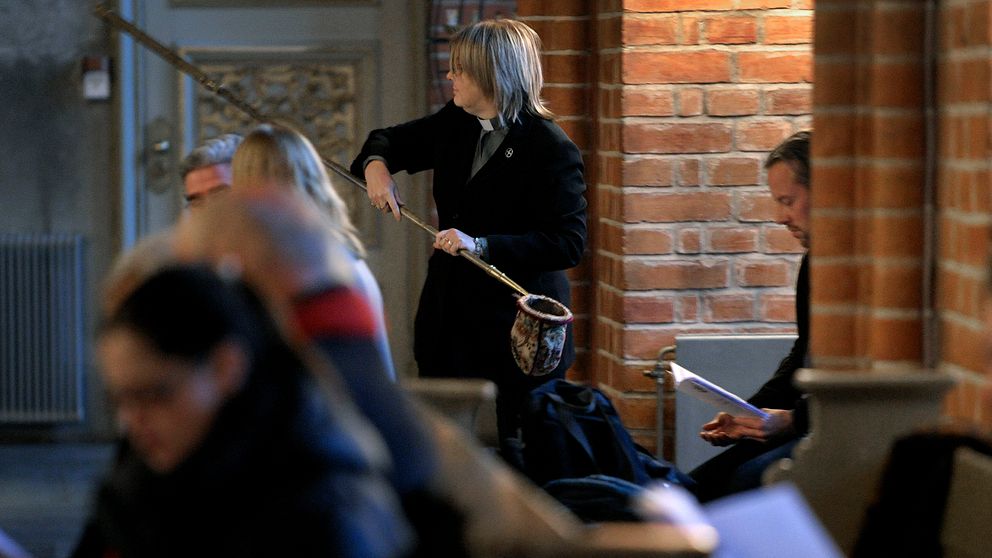 Insamling av kollekt i Storkyrkan i Stockholm