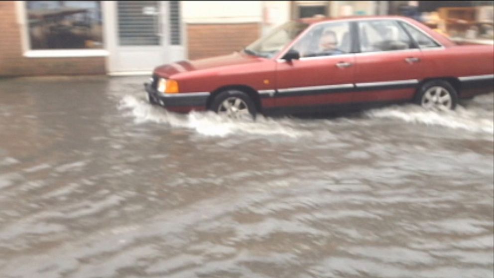 Norrtälje drabbades av lokala översvämningar efter kraftigt regn den 11 juli.