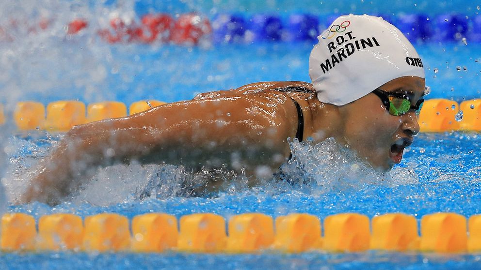 Yusra Mardini under sitt simheat i Rio.