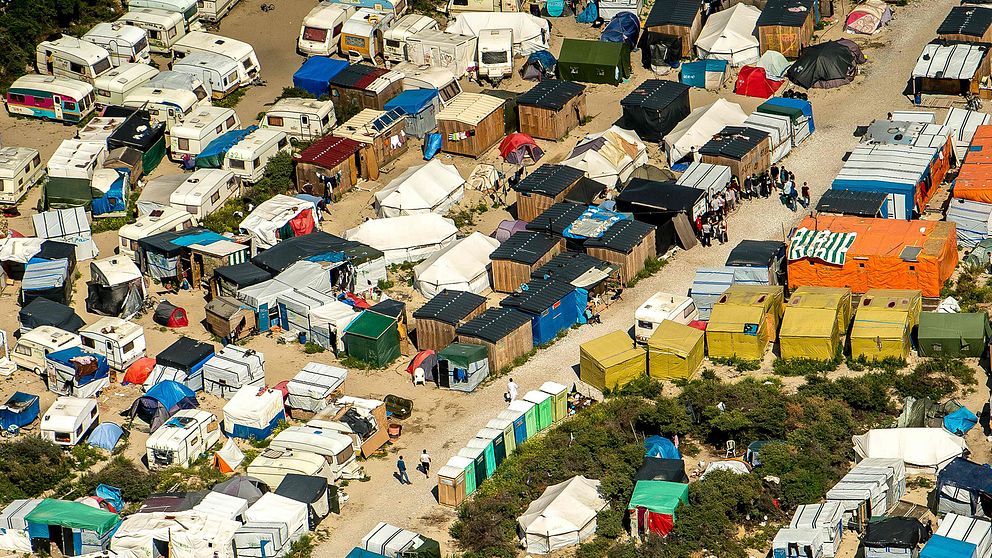 Lägret i Calais på en flygbild.
