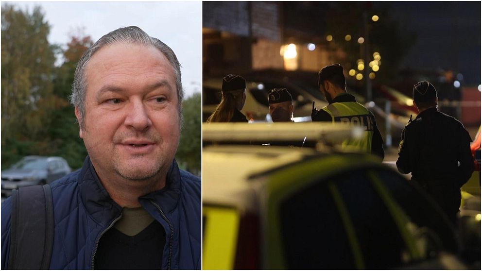 man  poliser i mörker