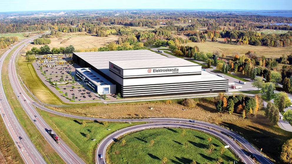 Drönarbild över Elektroskandias centrallager i Örebro