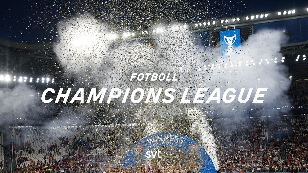 Champions League-final, konfetti i luften och delvis synlig jublande publik.