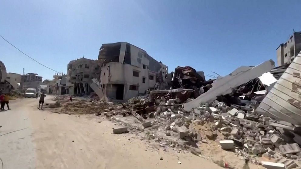 Kollapsade byggnader i Gaza