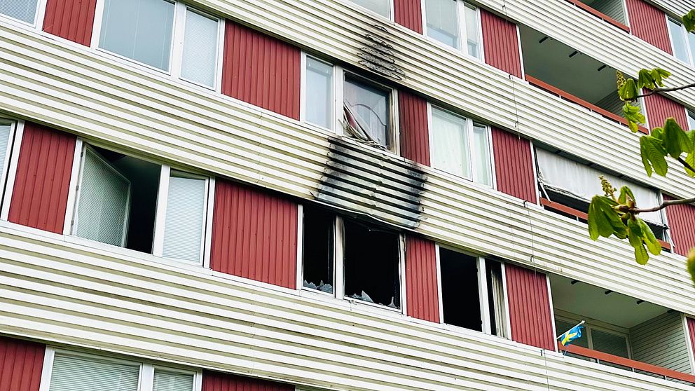 Skador på fasad efter brand