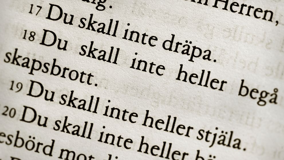 De tio budorden. Del av bibeltext, nya bibelöversättningen.