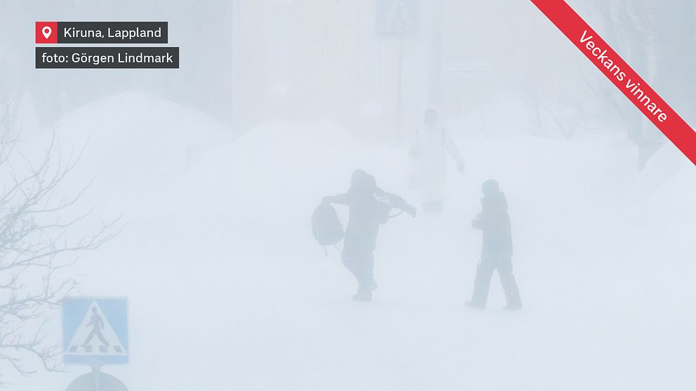 Snö och blåst i Kiruna i norra Lappland den 29 januari.