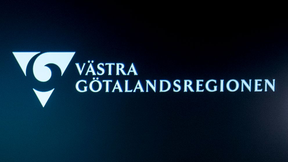 Logotyp för Västra Götalandsregionen, med en stiliserad symbol och texten ”Västra Götalandsregionen” i en modern typografi. Bakgrunden är mörk.