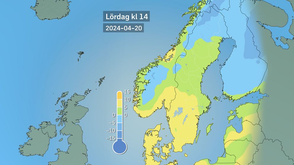 Väderkarta som visar väder i Sverige – prognos för i dag och kommande dagar.