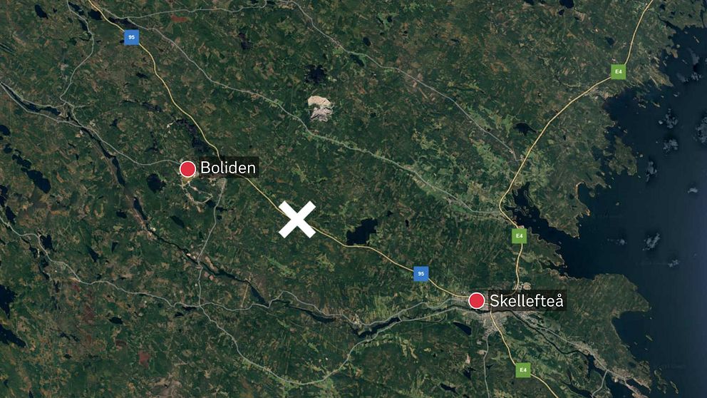 Kartbild som visar Klintforsliden mellan Boliden och Varuträsk