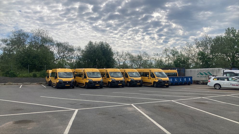 Gula minibussar på parkering