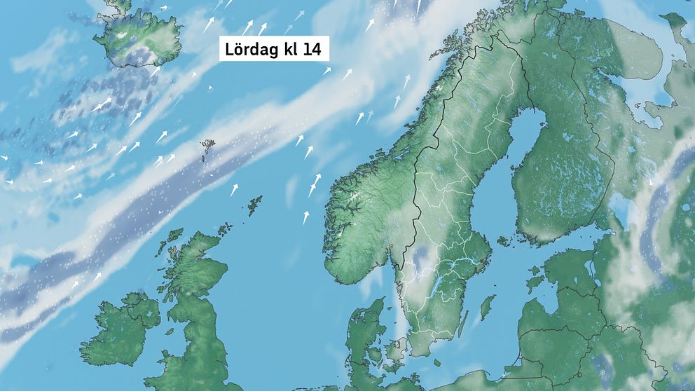 Väderkarta som visar väder i Sverige – prognos för i dag och kommande dagar.