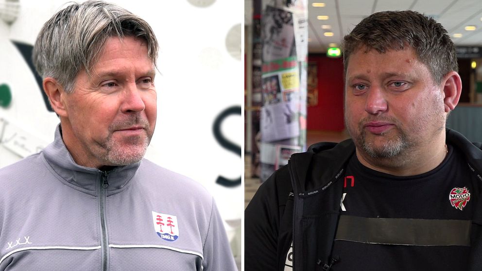 Ante Karlsson, tränare Timrå IK. Mattias Karlin, tränare Modo hockey.