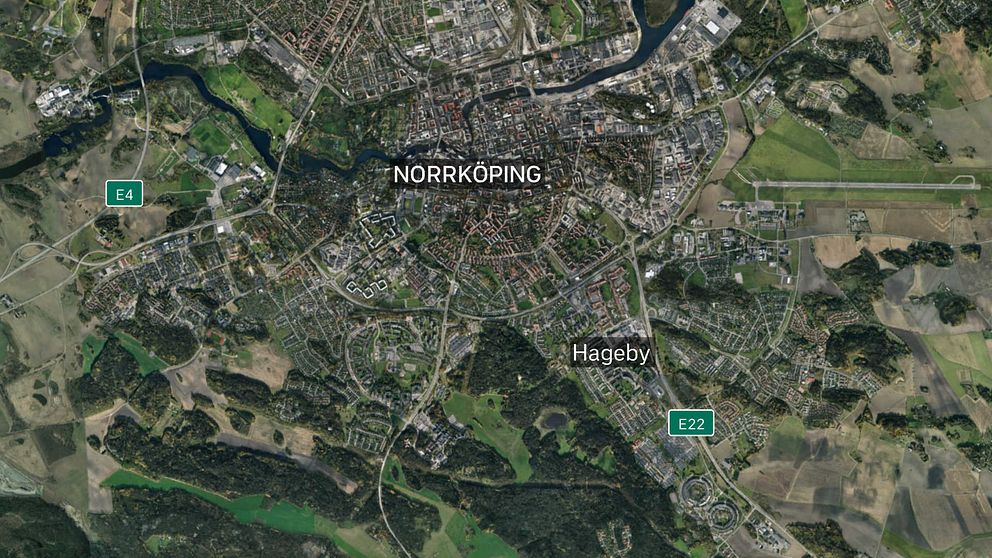 Satellitbild över Norrköping.