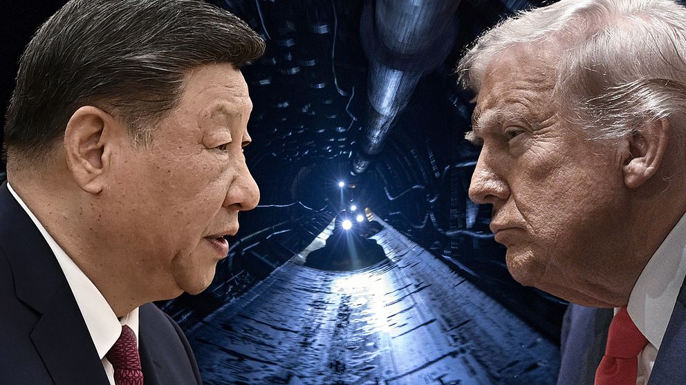 Delad bild. Vänster och höger: Silhuetter möts. I mitten: Tunnel med bländande ljus.