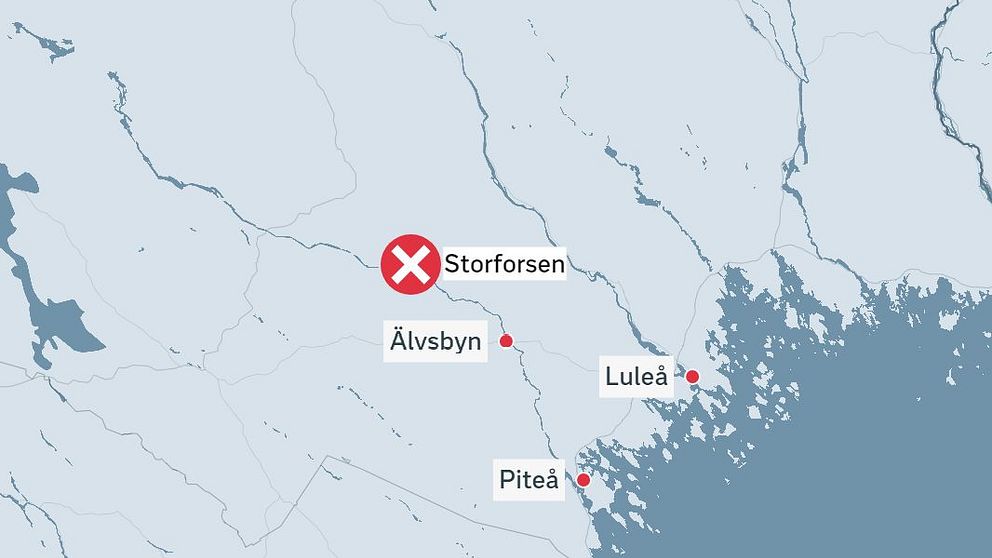 karta över Storforsen, Älvsbyn, Piteå och Luleå
