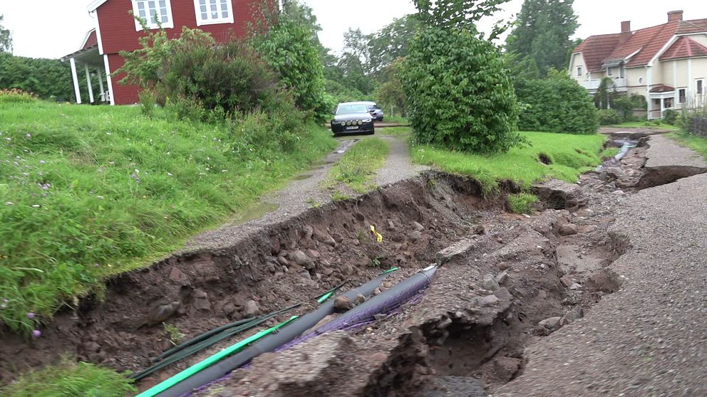 Grusväg som gått sönder i Rättviks kommun