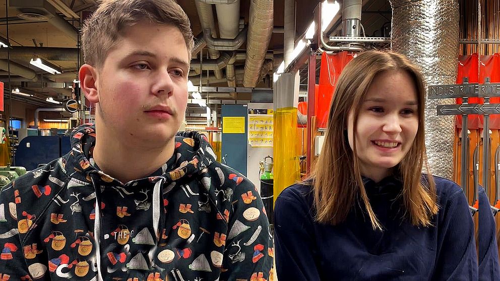 Jacob Westin och Matilda Lindberg – två av eleverna på industritekniska programmet på Parkskolan i Örnsköldsvik