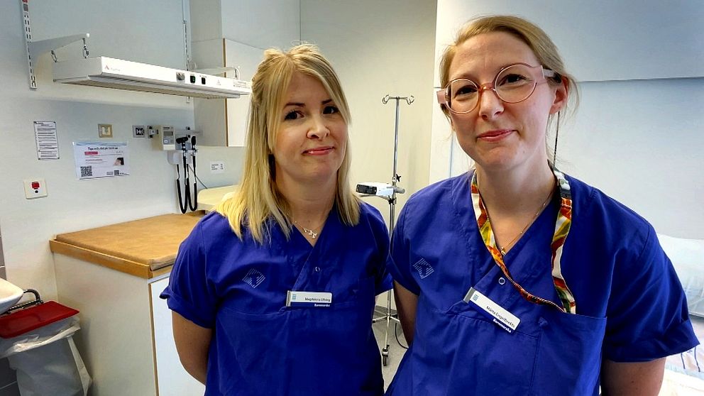 Magdalena Elfving och Märta Engelbrekts, barnmorskor på BB, Sundsvalls sjukhus