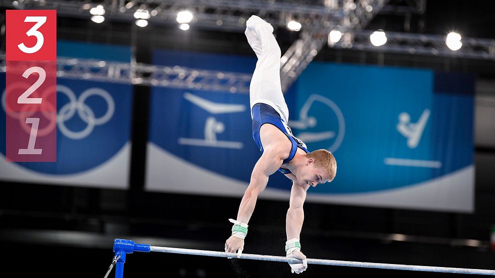 Gymnasten David Rumbutis under OS i Tokyo 2021.