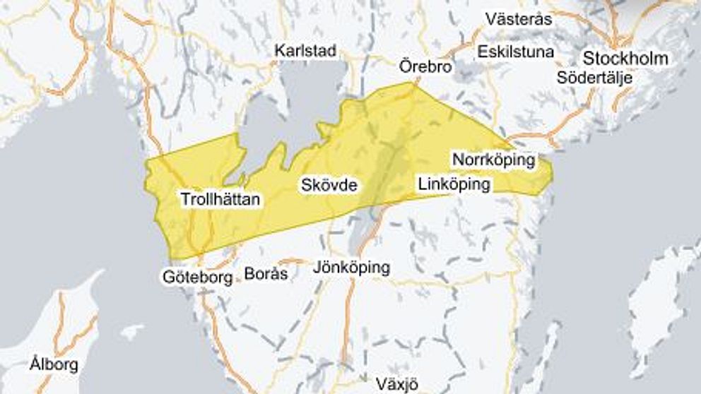 Karta med det berörda området markerat i gult