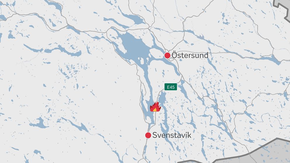 En karta över delar av Jämtland.