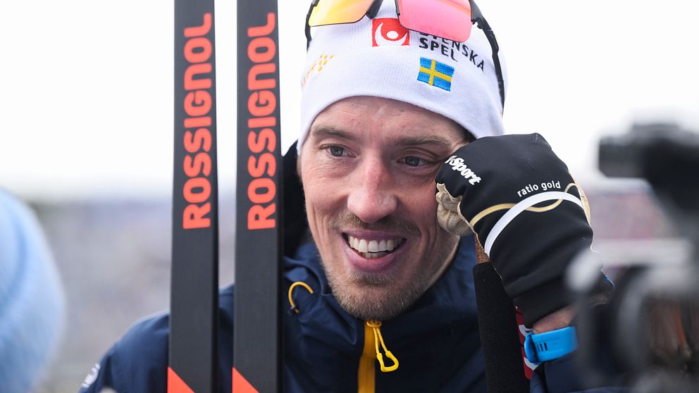 Sveriges Calle Halfvarsson under herrarnas 20 km skiathlon. Skid-VM 2025 i Trondheim