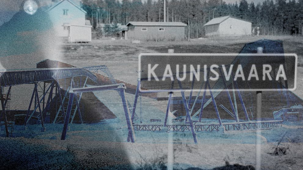 Historisk bild över gruvbrytningen i Kaunisvaara, Pajala kommun.